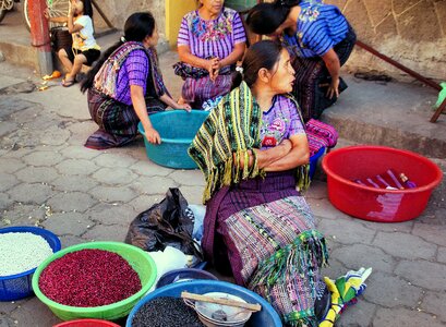 Peasant saleswoman traditional costume photo