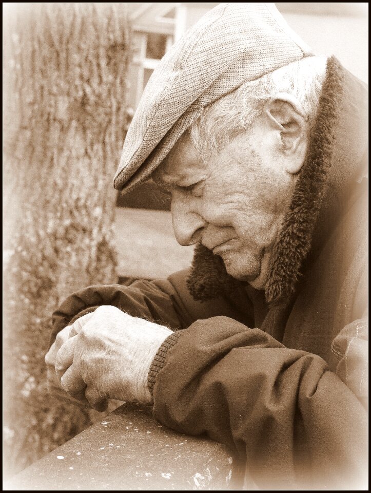 Old character black-and-white