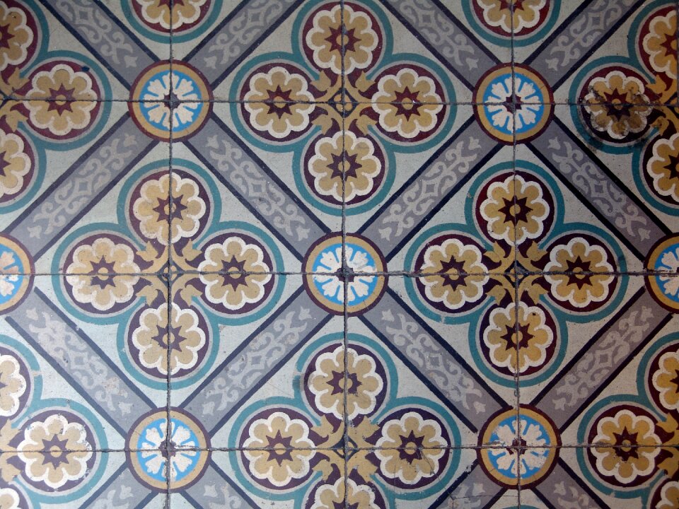 Pattern floor tiles stone floor photo