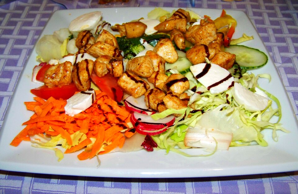 Meat salad food mixed vegetables