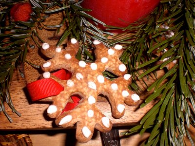 Gingerbread snow crystal christmas decorations photo