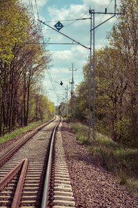 Railroad tracks transport sleepers photo