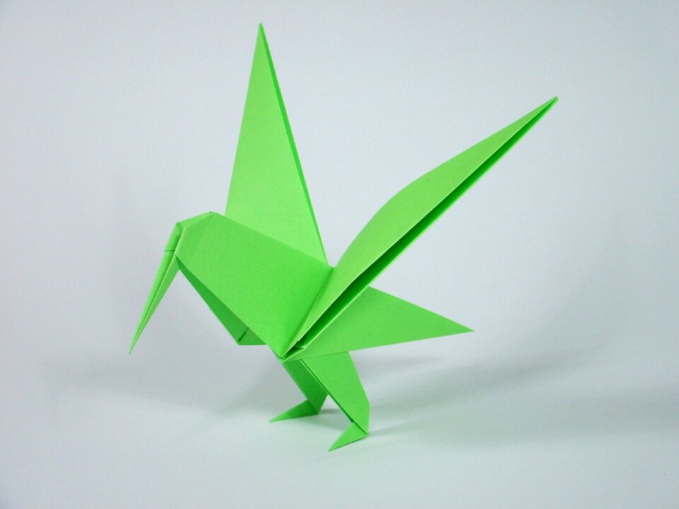 Origami folding bird