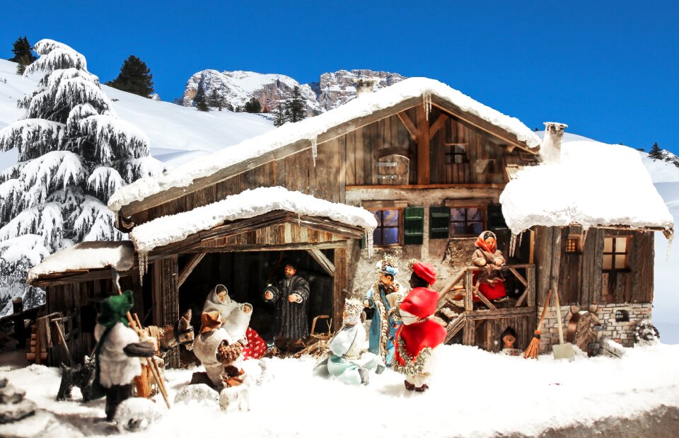Nativity scene father christmas stall