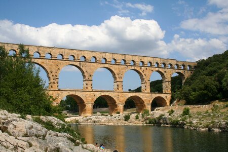 Summer pont du gard ancient roman aqueduct