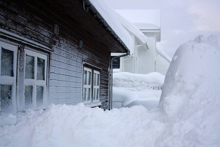 Blizzard snowbound house wall photo