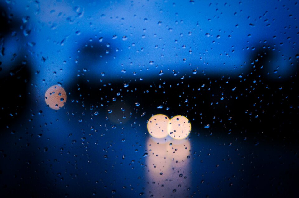 Rain drops light transparent
