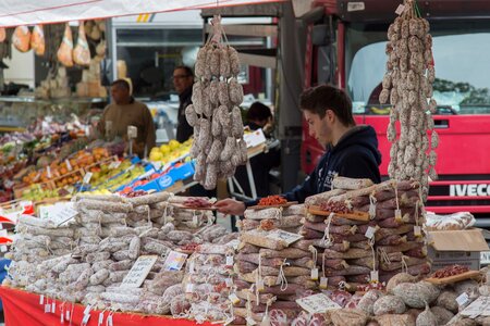 Market salami sausage