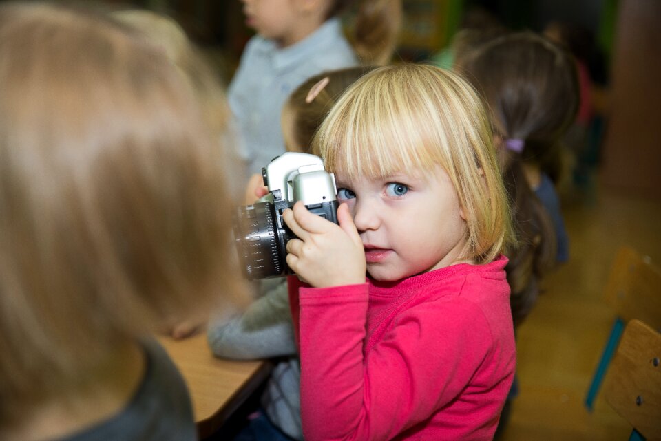 Hands kids photo camera