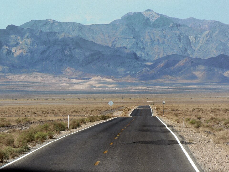 On the road desert panorama landscape