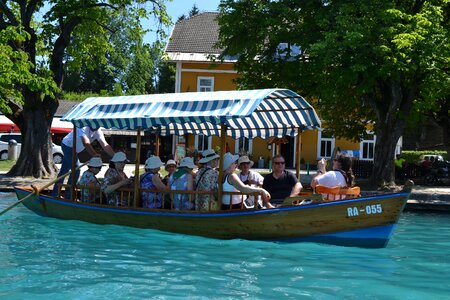 Ladder blue water tourists