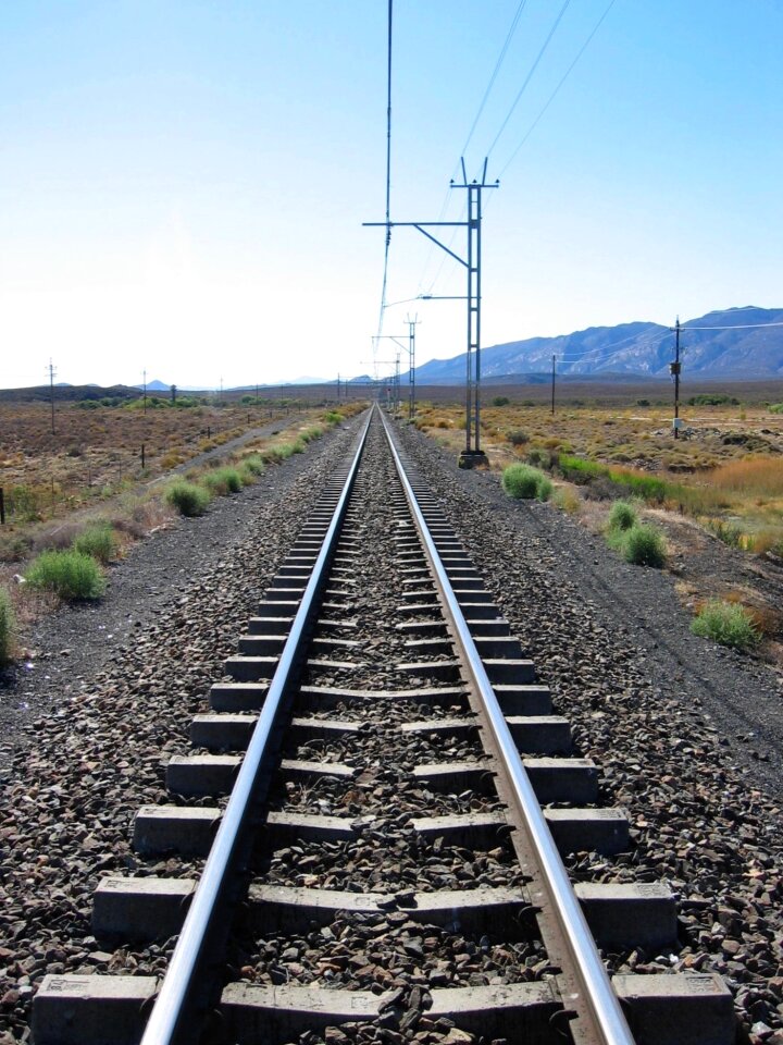 Railroad tracks journey perspective