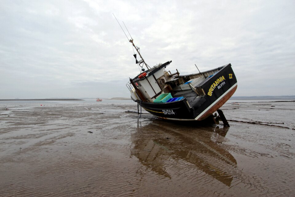 Sea shore fishing boat