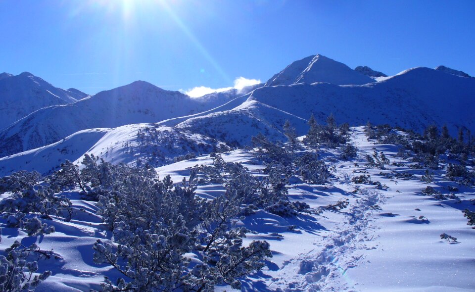 Winter landscape hiking trails