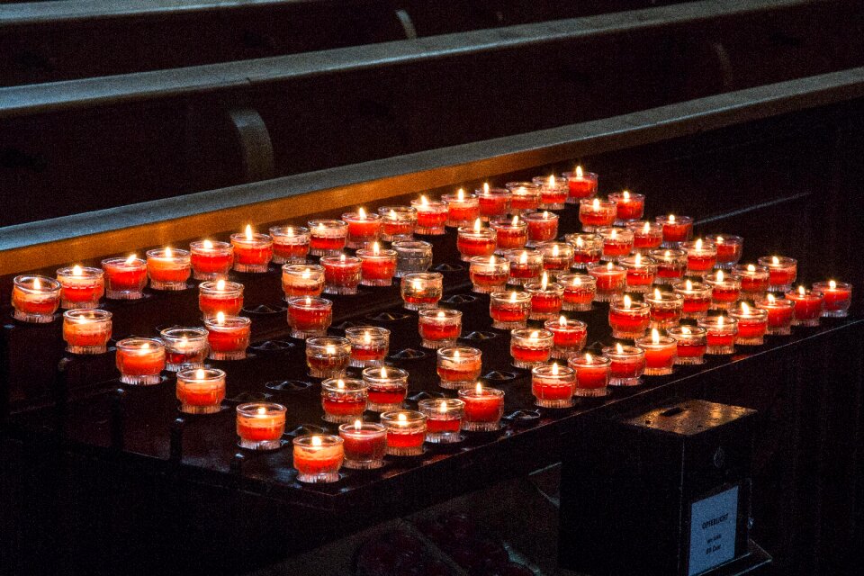 Prayer place of pilgrimage tea lights photo