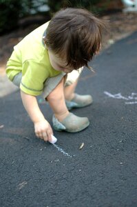 Chalk child blue drawing photo
