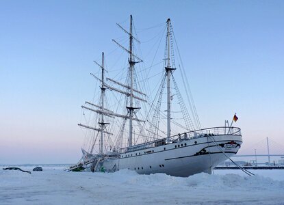 Gorch fock sail training ship in winter