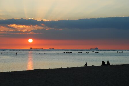 Silhouette beach sunset outdoor photo