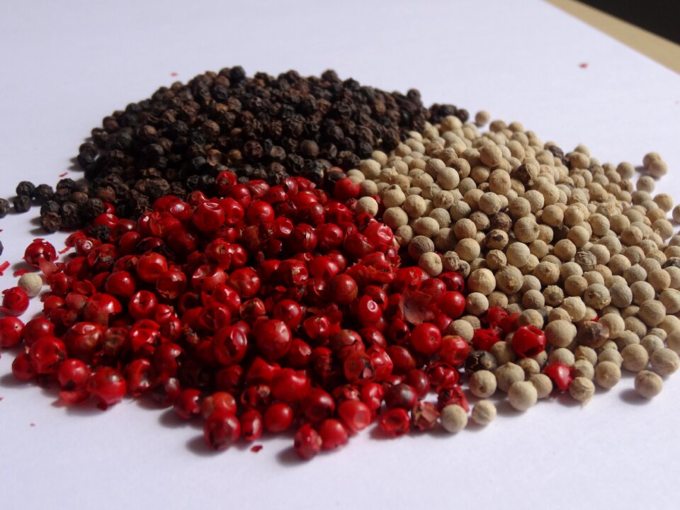 Peppercorns red black food