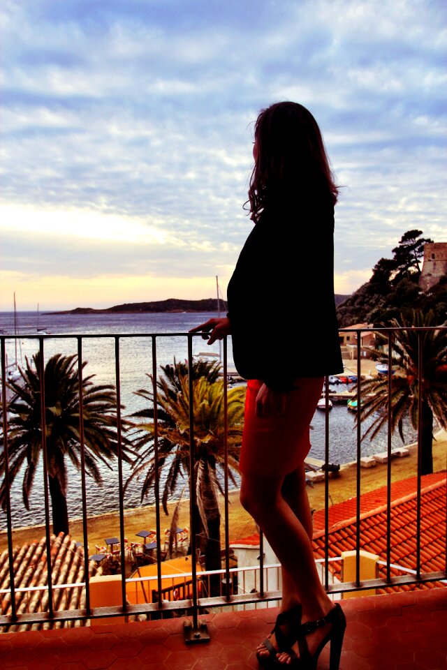 Silhouette sea balcony