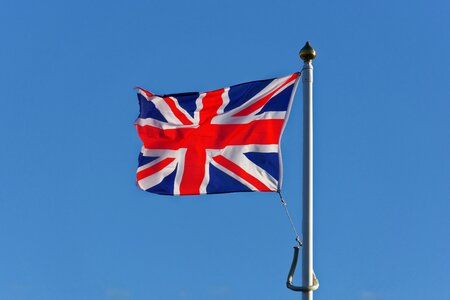 White blue flagpole