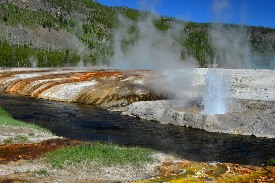 Steam black sand basin cliff geyser