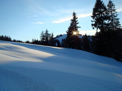 Snow landscape backlighting winter photo