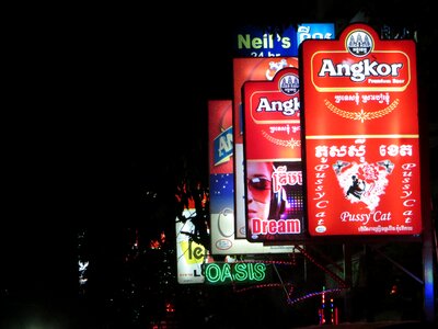 Neon sign night phnom penh