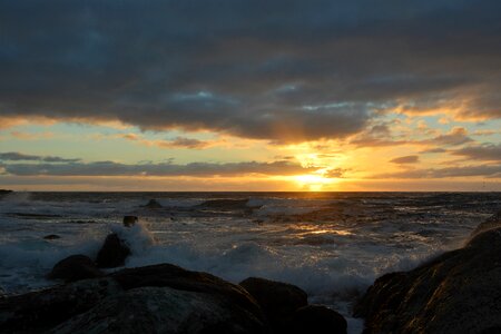 Sunset sea wave photo