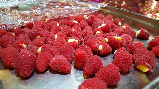 Filled raspberries food