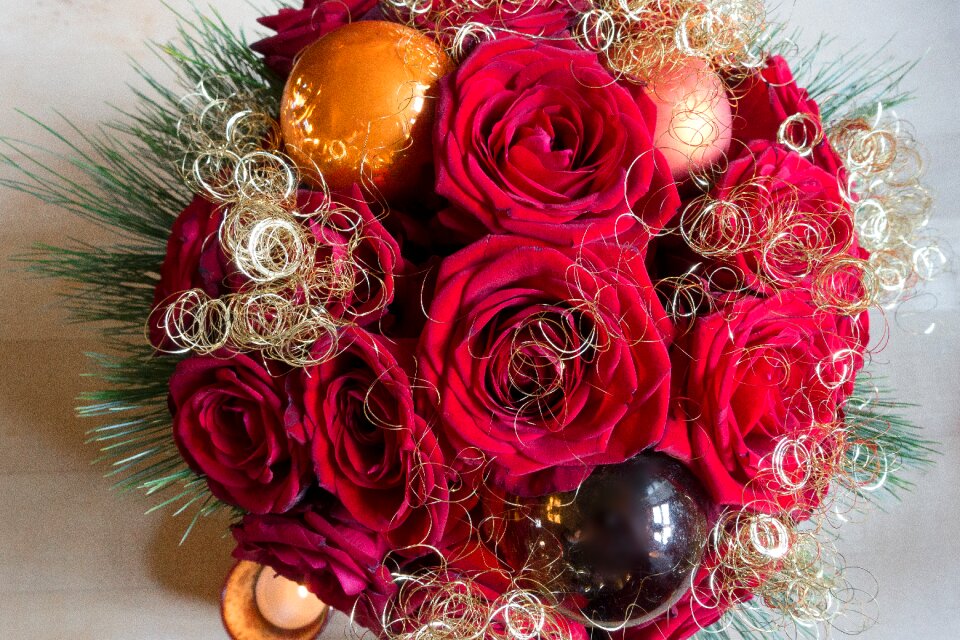 Gold red christmas ornament