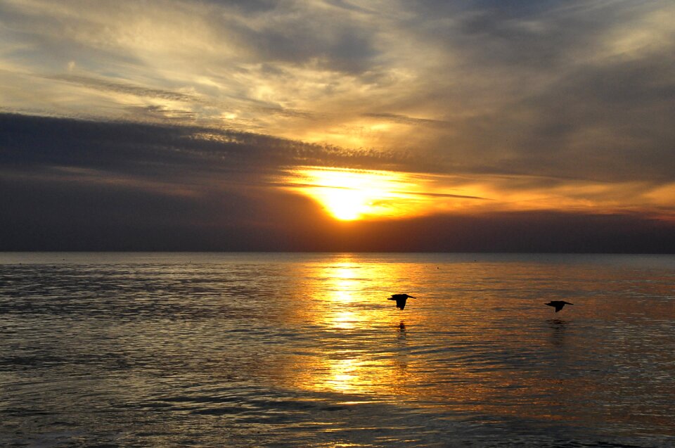 Sea afterglow sky