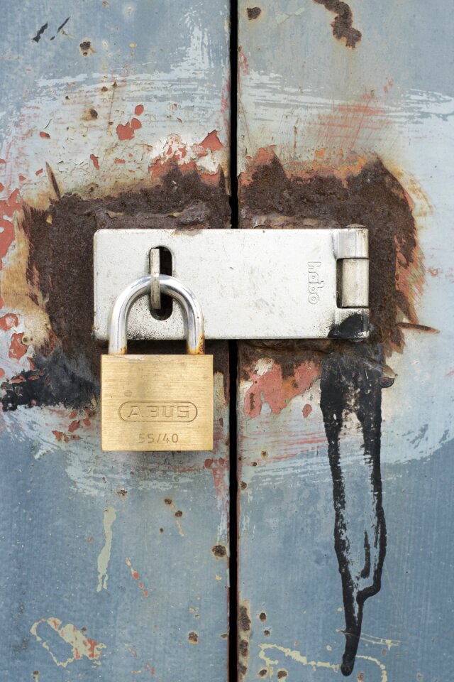 Locked padlock door