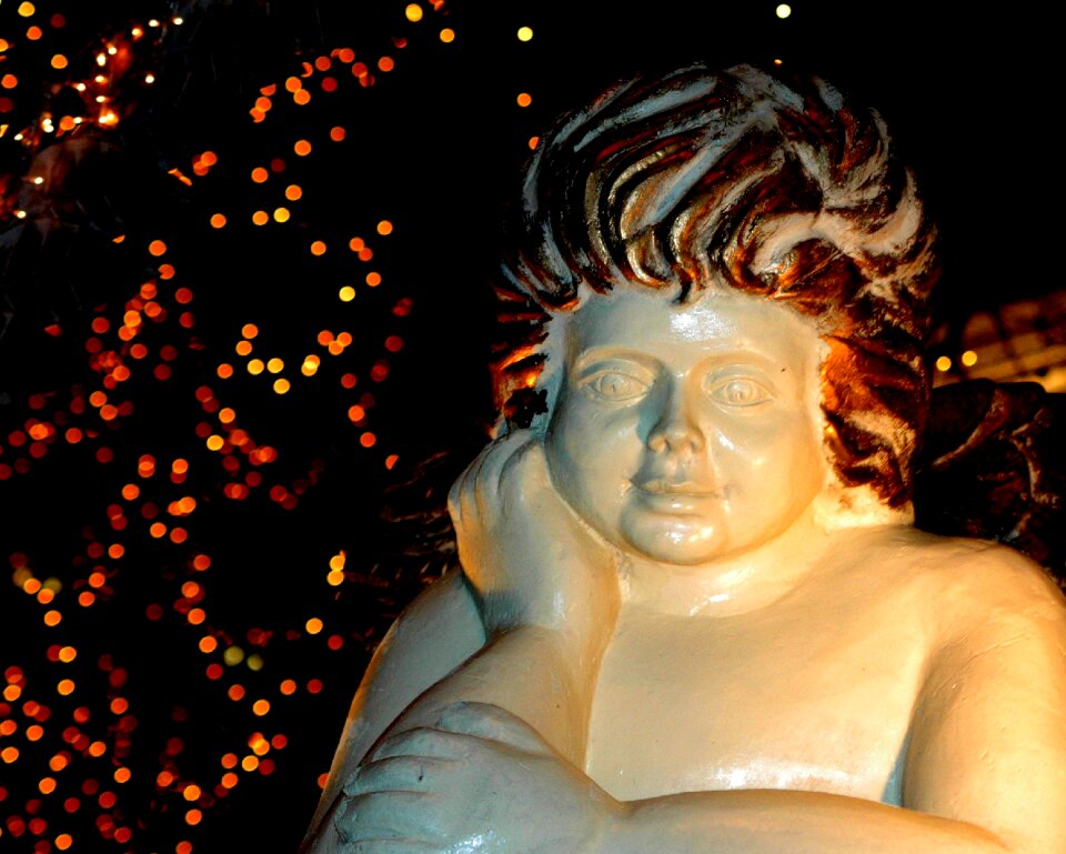 Christmas market angel lighting