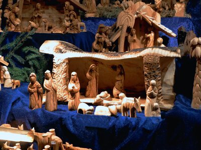 Nativity in bethlehem wood night photograph