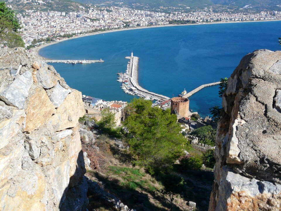 Red tower sea coast