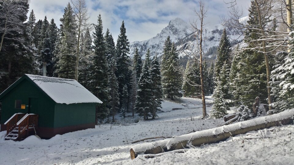 Snow landscape hut photo