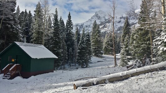 Snow landscape hut photo