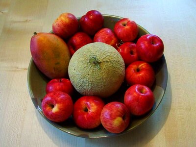 Fruit bowl red apples mixed fruit photo