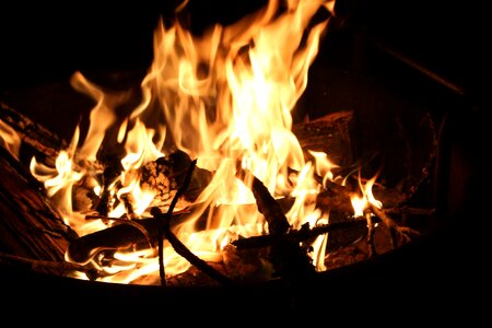 Flames burns camp fire photo