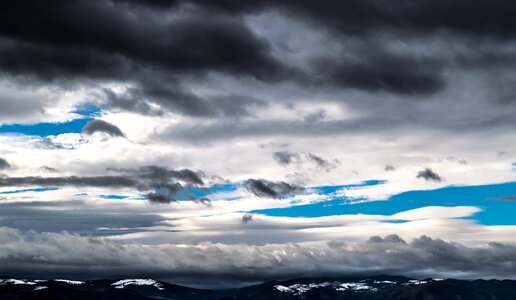 Mountains stormy heavy sky