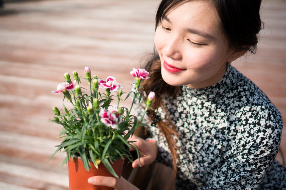 Girls female women who wear a floral skirt