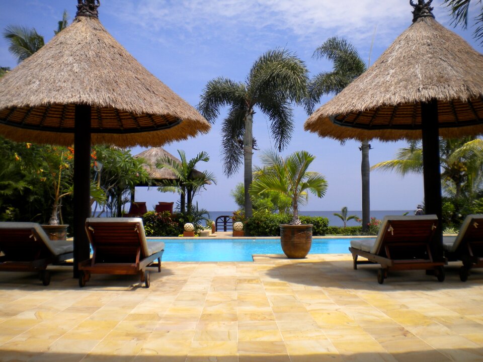 Resort swimming pool ocean