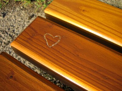 Heart in the wood love board photo