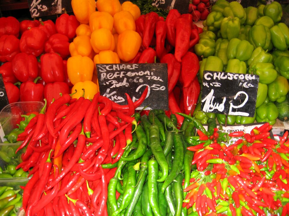 Food red pepper green peppers photo