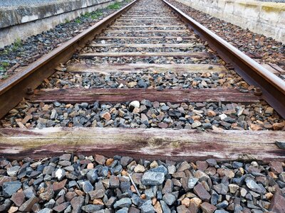 Rail ballast train tracks photo