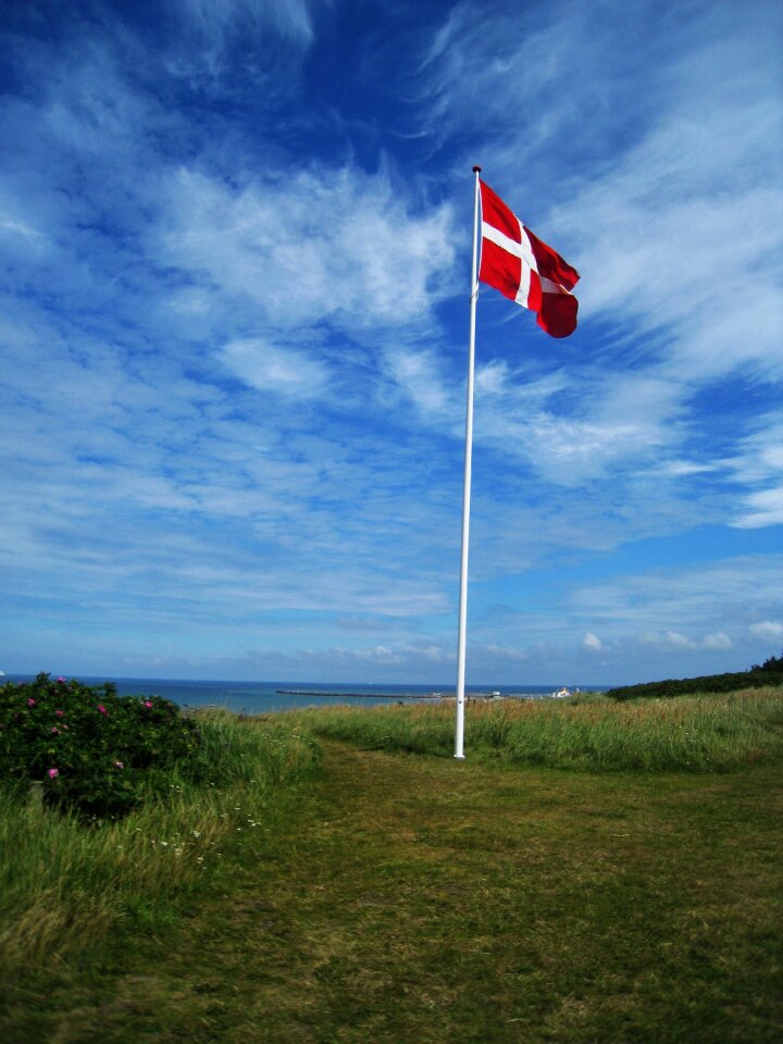 Danish flag blue sky