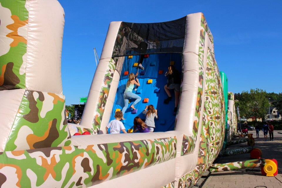 Obstacle course blue sky children