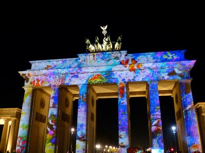 Brandenburg gate building berlin at night photo