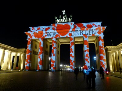 Brandenburg gate building berlin at night photo